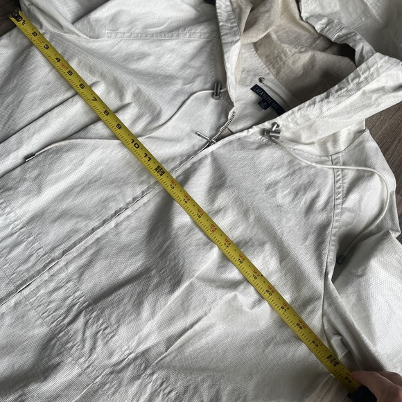 Lafayette 148 Ivory Rain Coat Windbreaker Linen Lined Full Zip Jacket sz 18 - Picture 5 of 6